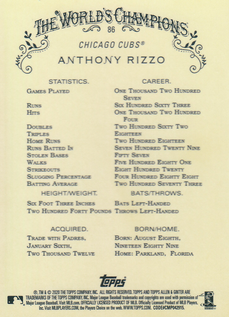 2020 Allen and Ginter Chrome (Topps) Baseball "Refractors" Parallel Cards - Bild 49 von 109