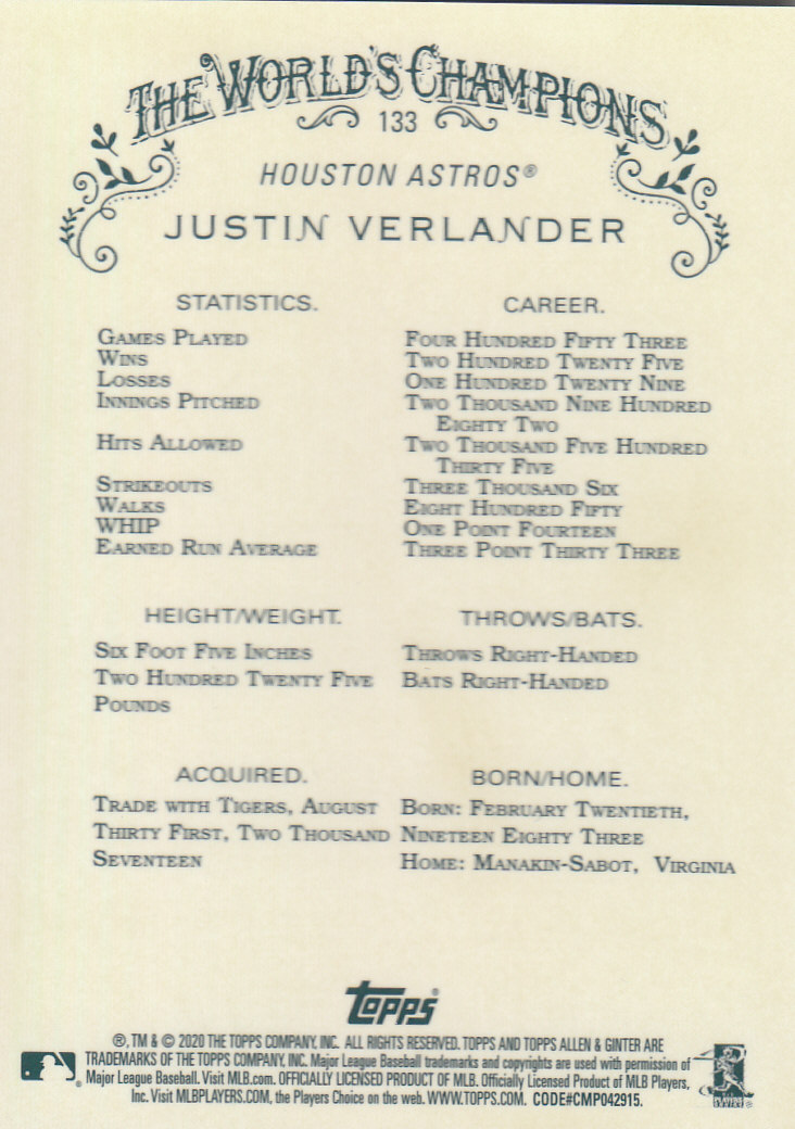 2020 Allen and Ginter Chrome (Topps) Baseball "Refractors" Parallel Cards - Bild 41 von 109