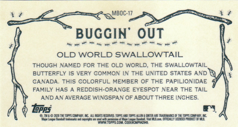 2020 Allen and Ginter Chrome (Topps) Baseball "Buggin Out" Mini Insert Cards - Bild 29 von 35
