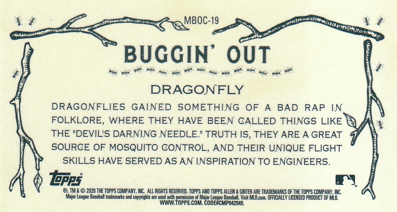 2020 Allen and Ginter Chrome (Topps) Baseball "Buggin Out" Mini Insert Cards - Bild 33 von 35