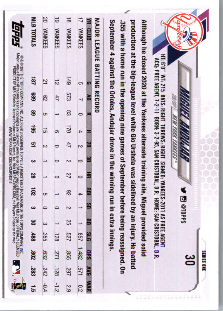 2021 Topps Baseball Base Set Cards #1 to #250 Rookies and Veterans - Picture 53 of 471