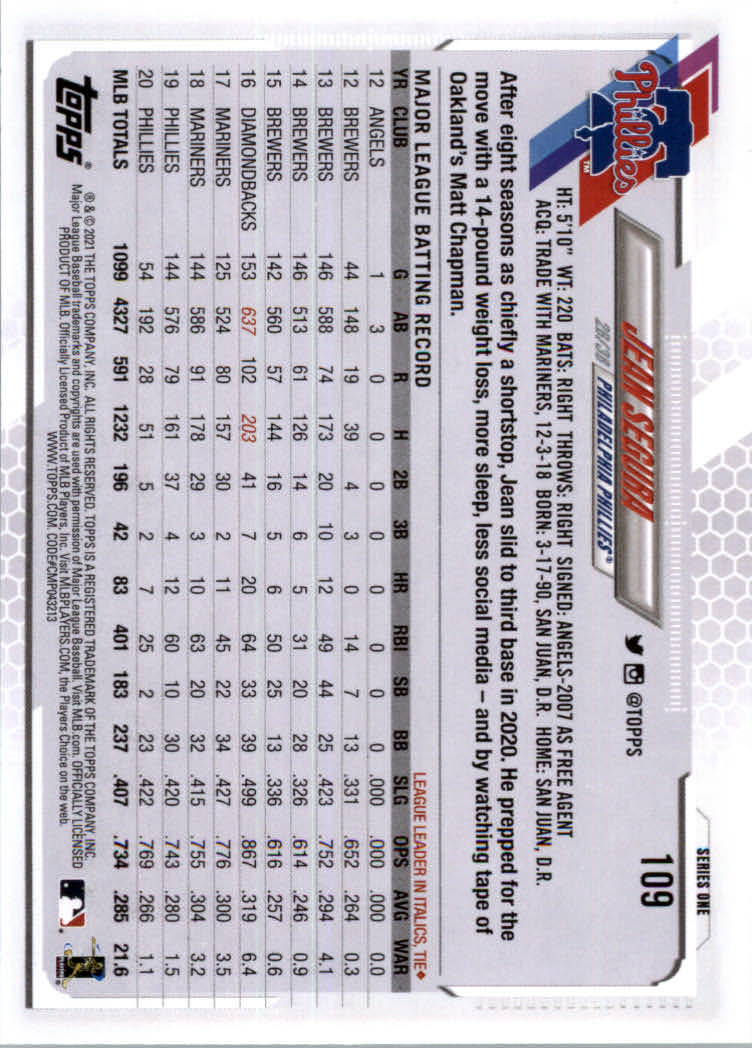 2021 Topps Baseball Base Set Cards #1 to #250 Rookies and Veterans - Picture 207 of 471