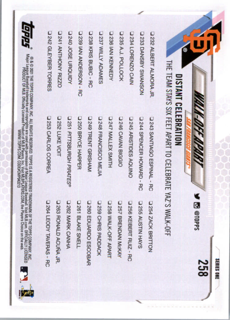2021 Topps Baseball Base Set Cards #251 to #500 Rookies and Veterans - Picture 17 of 477