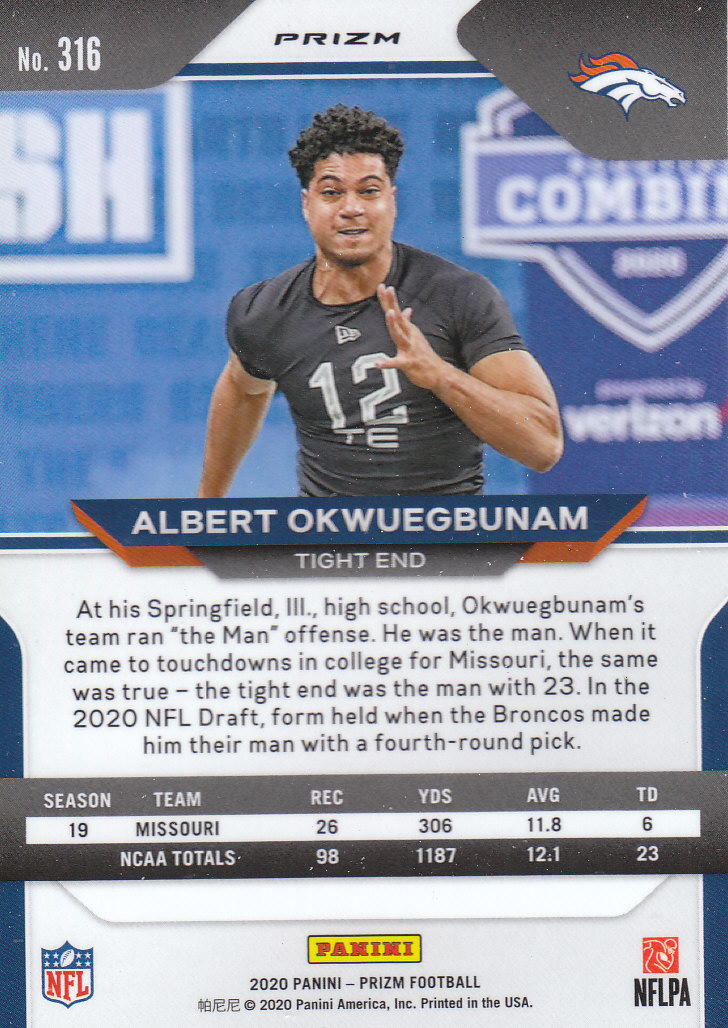 2020 Panini Prizm Football "Prizms Silver" Parallel Cards - Picture 55 of 59