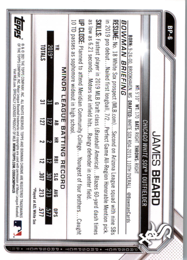 2021 Bowman Prospects Baseball Cards #BP1 to #BP150 - Picture 9 of 271