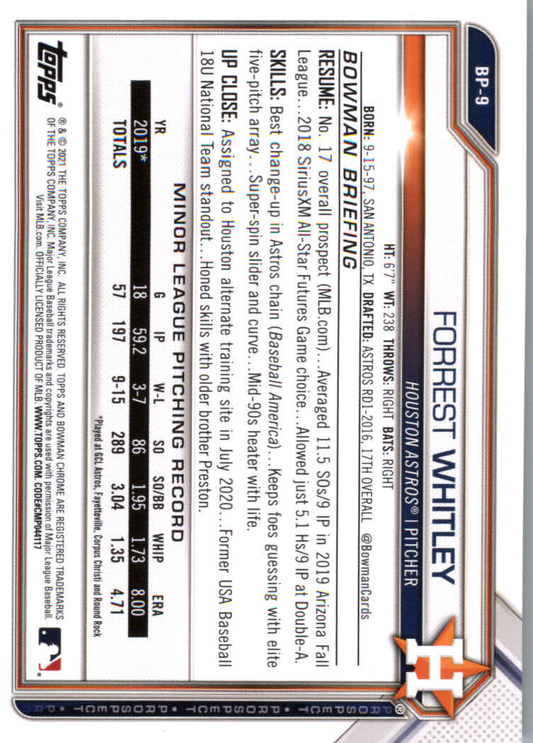 2021 Bowman Prospects Baseball Cards #BP1 to #BP150 - Picture 15 of 271