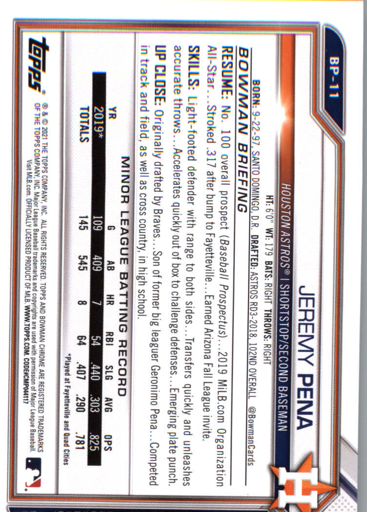 2021 Bowman Prospects Baseball Cards #BP1 to #BP150 - Picture 19 of 271