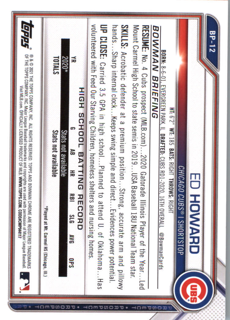 2021 Bowman Prospects Baseball Cards #BP1 to #BP150 - Picture 21 of 271