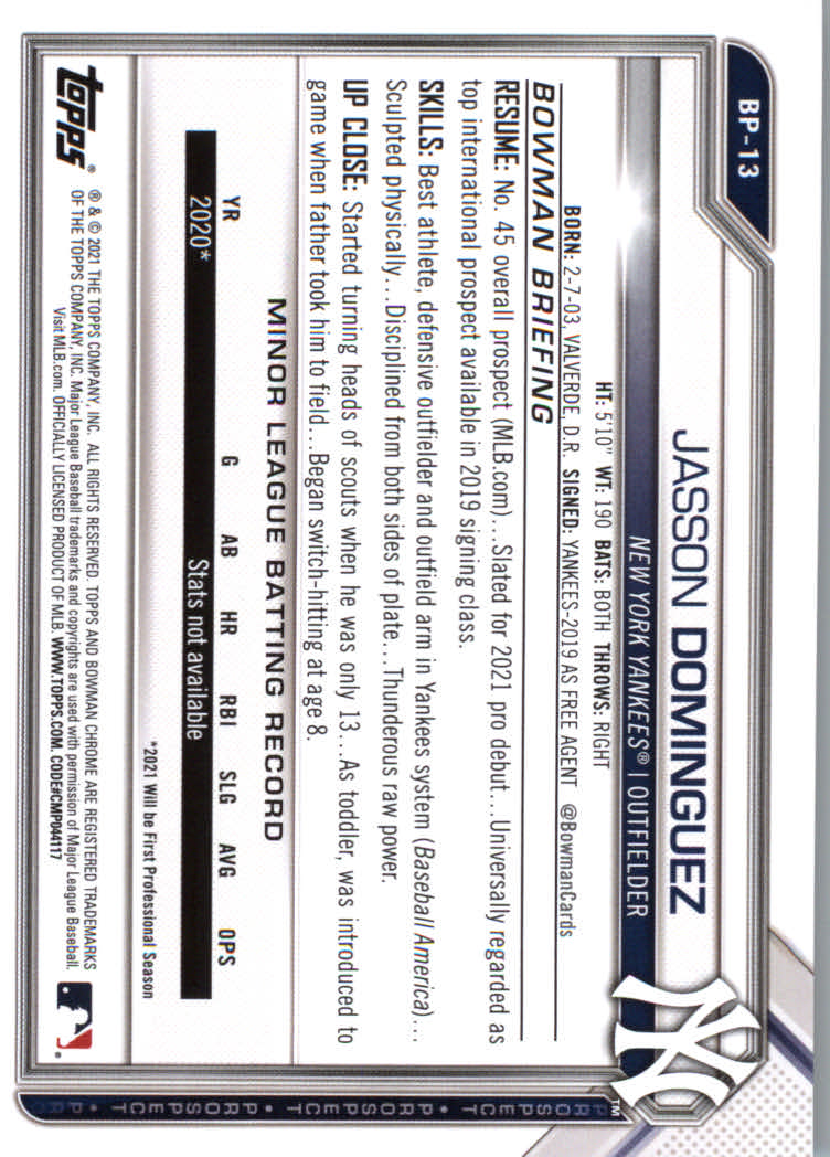 2021 Bowman Prospects Baseball Cards #BP1 to #BP150 - Picture 23 of 271