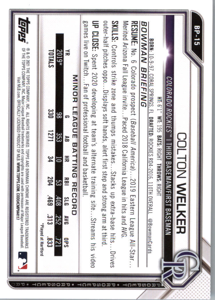 2021 Bowman Prospects Baseball Cards #BP1 to #BP150 - Picture 27 of 271