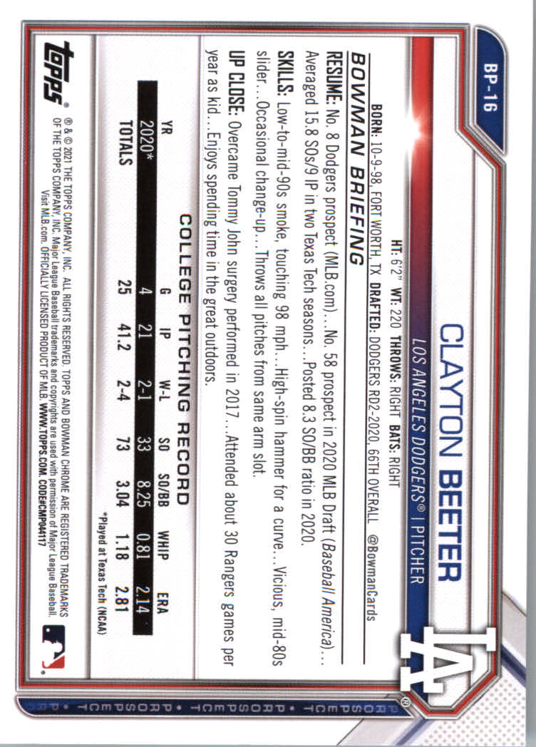 2021 Bowman Prospects Baseball Cards #BP1 to #BP150 - Picture 29 of 271