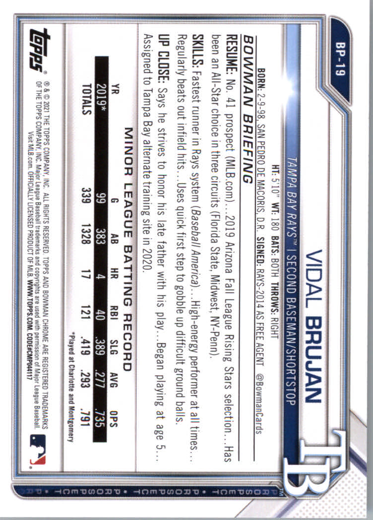 2021 Bowman Prospects Baseball Cards #BP1 to #BP150 - Picture 35 of 271