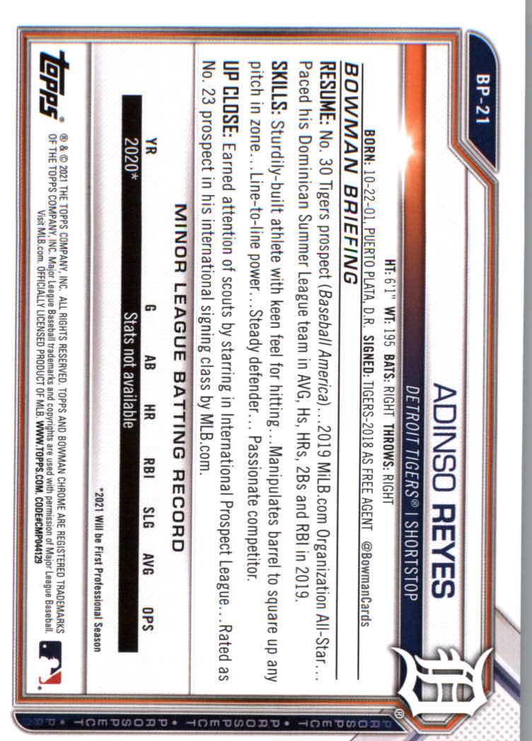 2021 Bowman Prospects Baseball Cards #BP1 to #BP150 - Picture 39 of 271