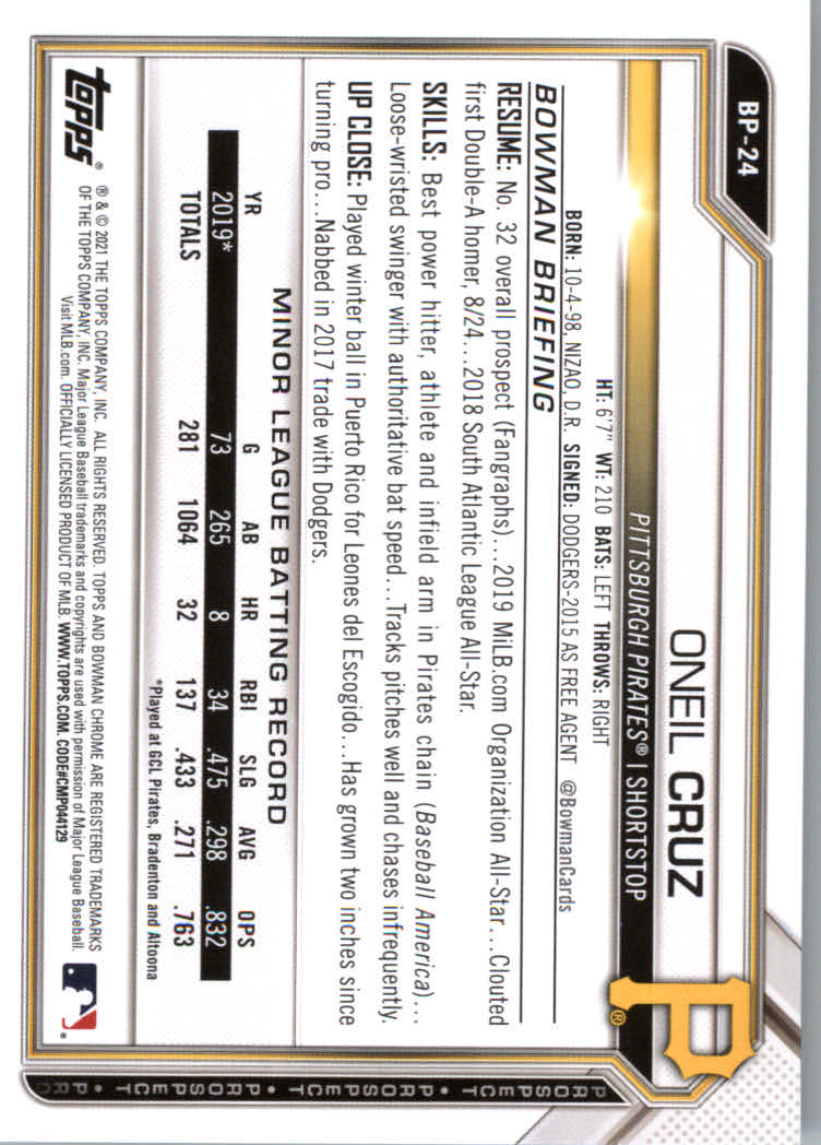 2021 Bowman Prospects Baseball Cards #BP1 to #BP150 - Picture 45 of 271