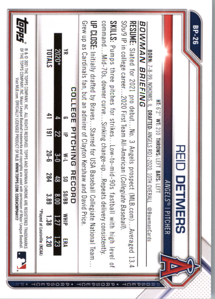 2021 Bowman Prospects Baseball Cards #BP1 to #BP150 - Picture 49 of 271