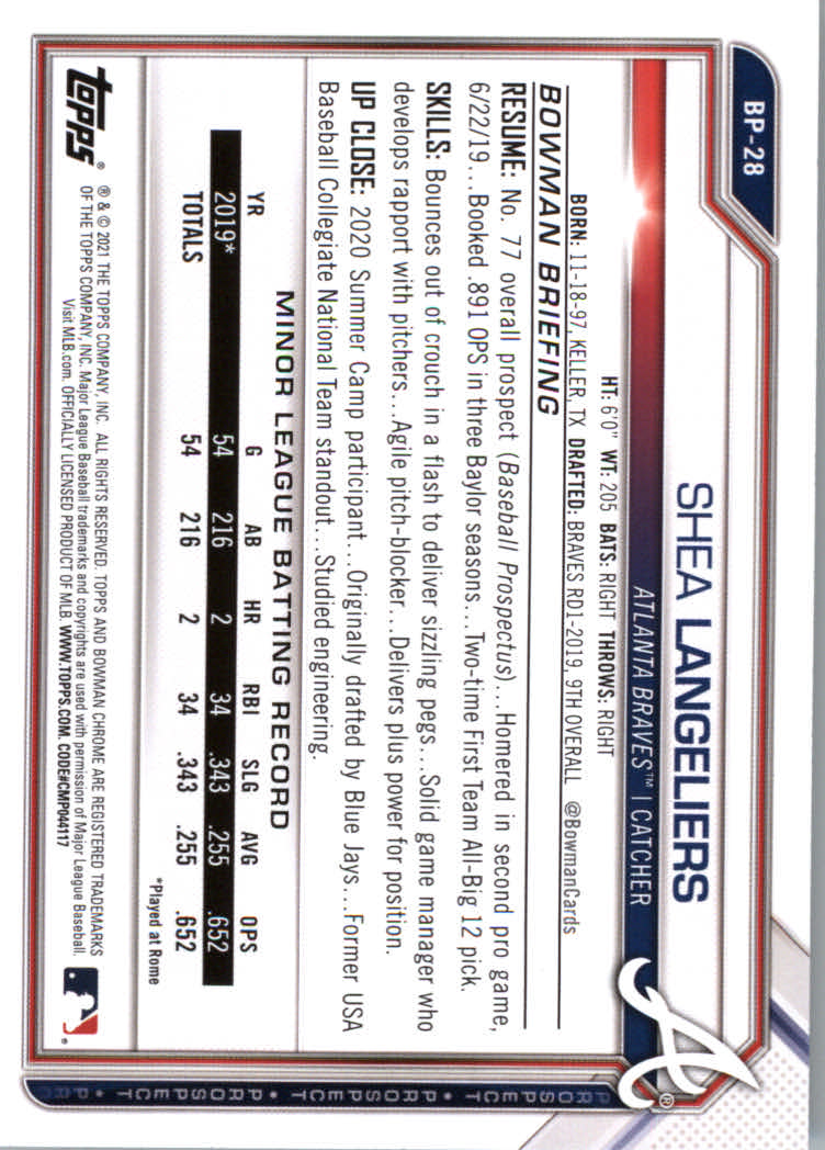 2021 Bowman Prospects Baseball Cards #BP1 to #BP150 - Picture 53 of 271