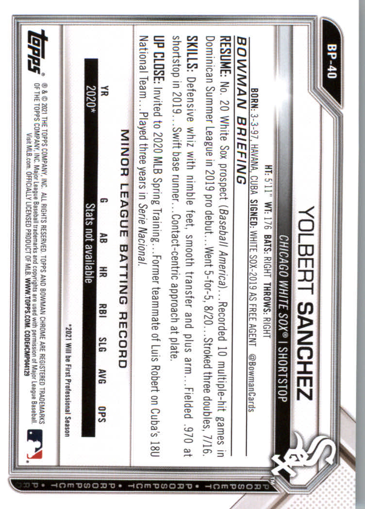 2021 Bowman Prospects Baseball Cards #BP1 to #BP150 - Picture 77 of 271