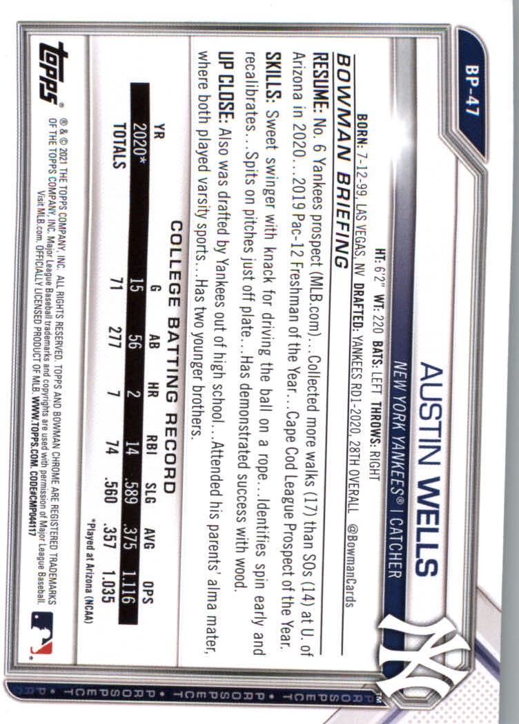 2021 Bowman Prospects Baseball Cards #BP1 to #BP150 - Picture 89 of 271