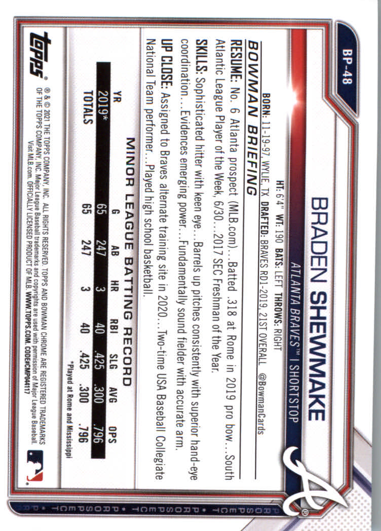 2021 Bowman Prospects Baseball Cards #BP1 to #BP150 - Picture 91 of 271