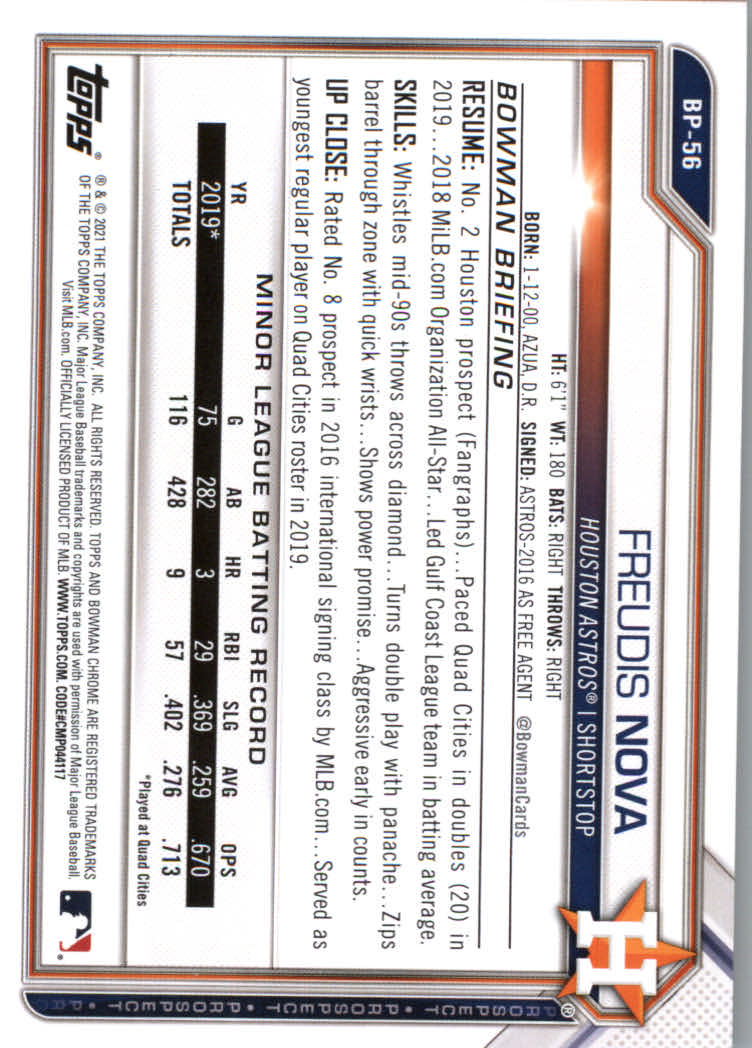 2021 Bowman Prospects Baseball Cards #BP1 to #BP150 - Picture 105 of 271