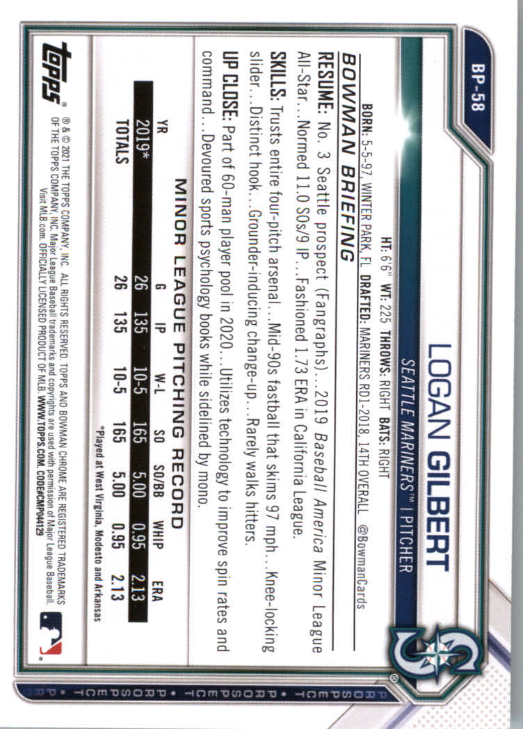 2021 Bowman Prospects Baseball Cards #BP1 to #BP150 - Picture 109 of 271