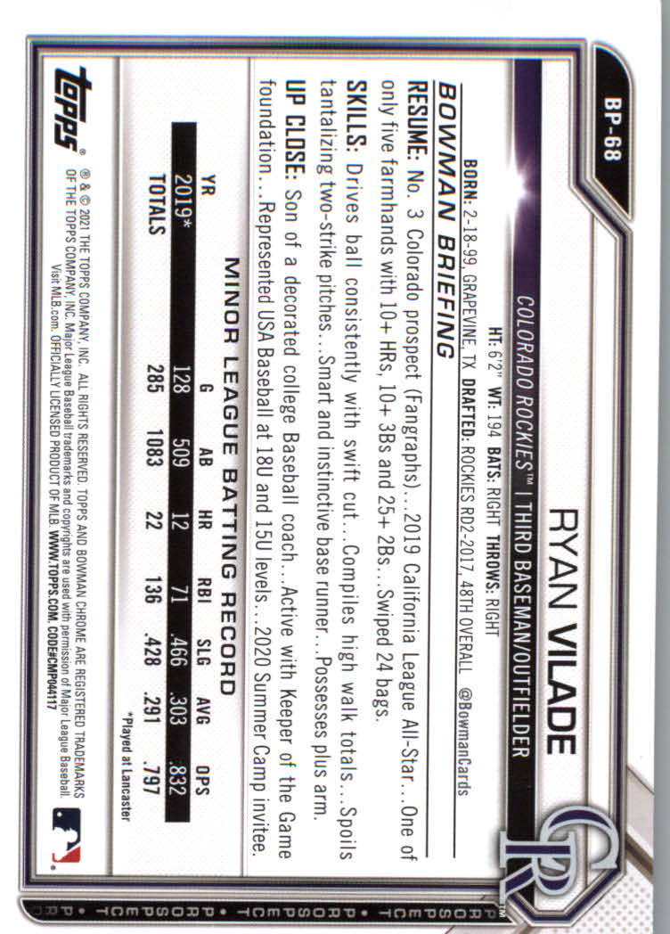 2021 Bowman Prospects Baseball Cards #BP1 to #BP150 - Picture 129 of 271