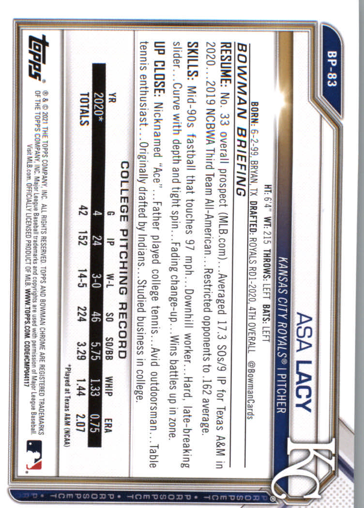 2021 Bowman Prospects Baseball Cards #BP1 to #BP150 - Picture 153 of 271