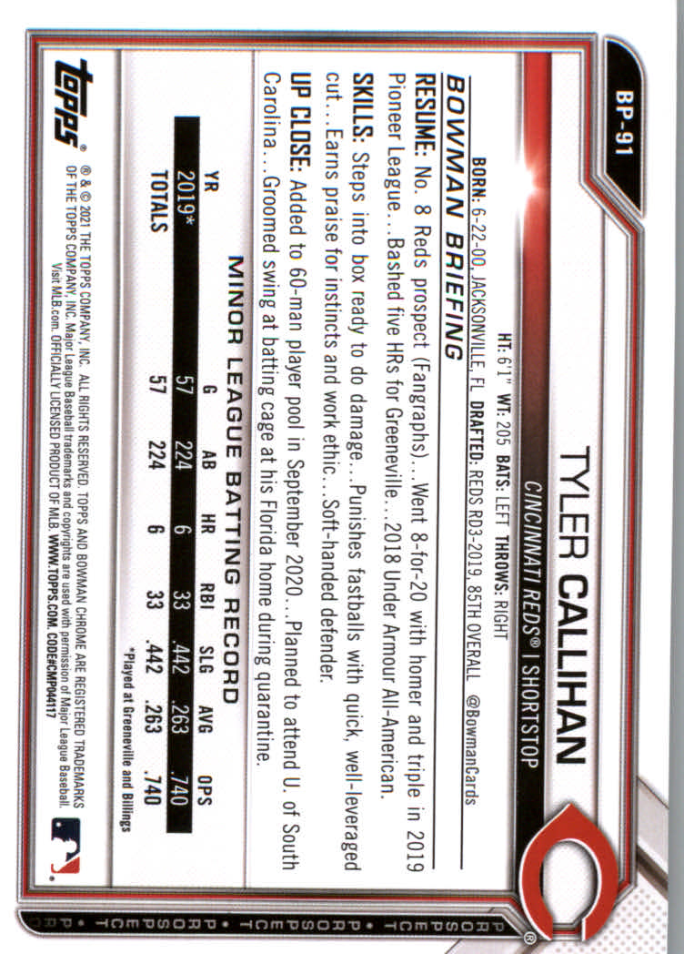 2021 Bowman Prospects Baseball Cards #BP1 to #BP150 - Picture 169 of 271