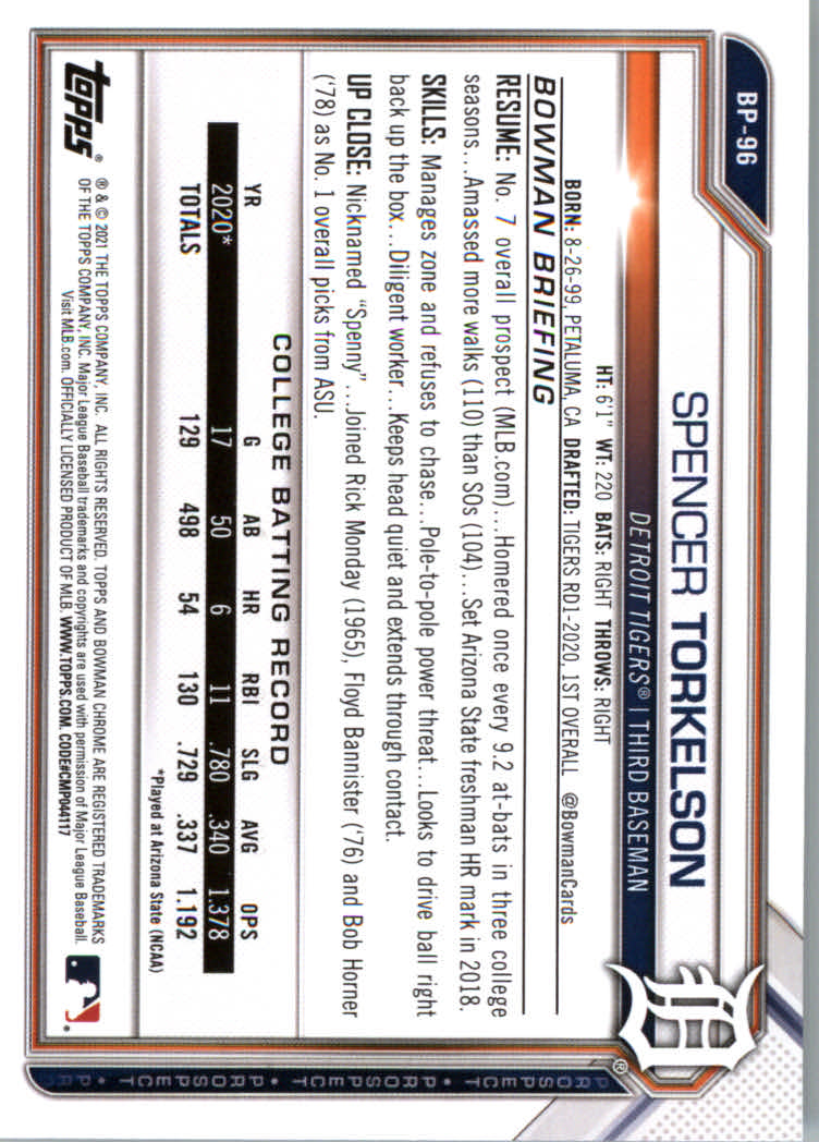 2021 Bowman Prospects Baseball Cards #BP1 to #BP150 - Picture 177 of 271