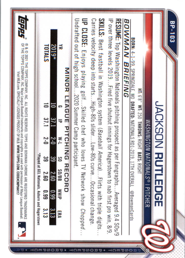 2021 Bowman Prospects Baseball Cards #BP1 to #BP150 - Picture 191 of 271