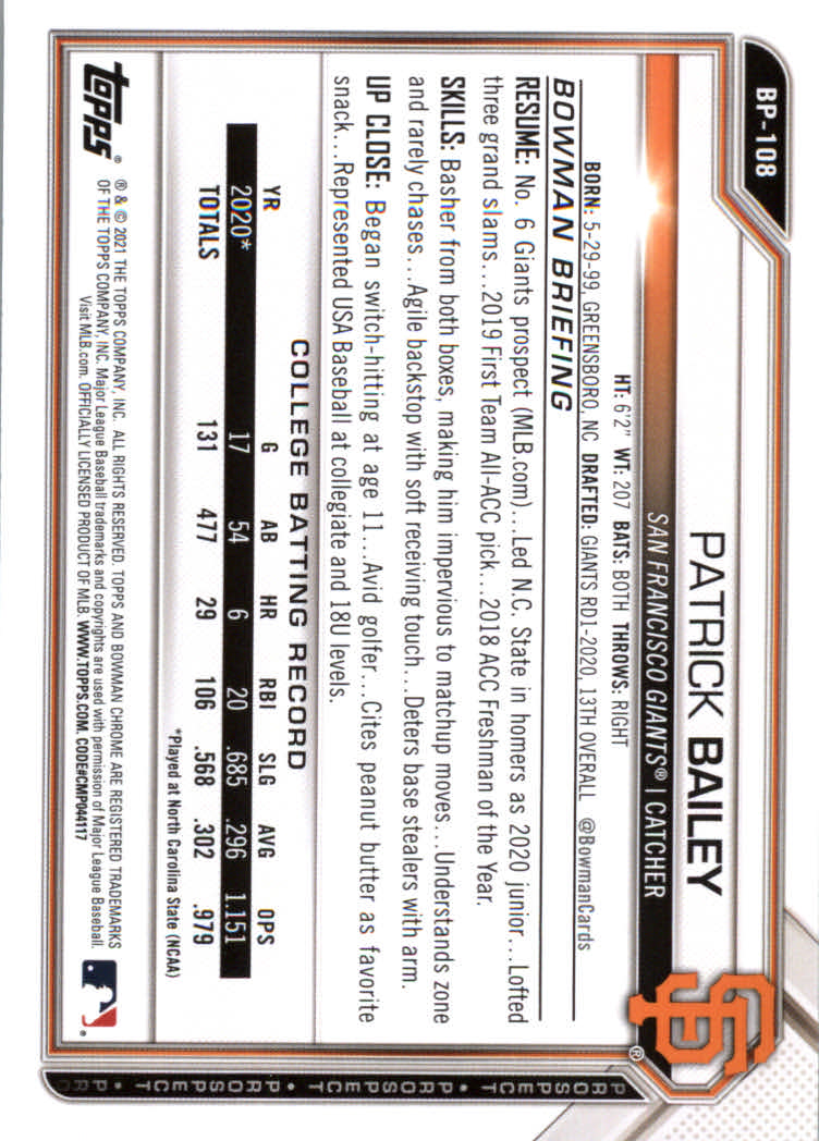 2021 Bowman Prospects Baseball Cards #BP1 to #BP150 - Picture 201 of 271