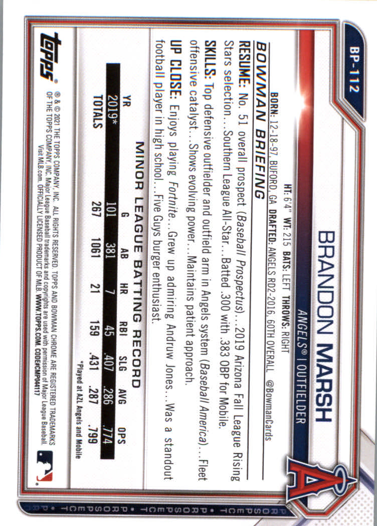 2021 Bowman Prospects Baseball Cards #BP1 to #BP150 - Picture 207 of 271