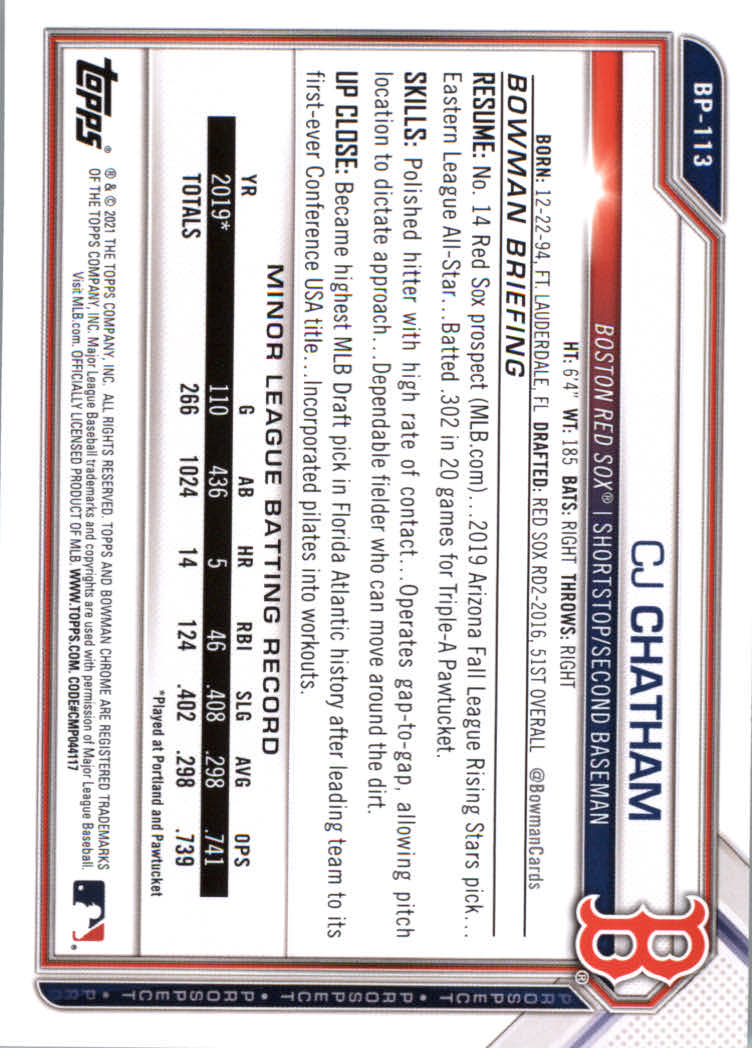 2021 Bowman Prospects Baseball Cards #BP1 to #BP150 - Picture 209 of 271