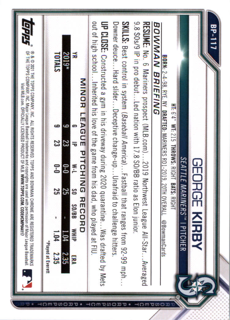 2021 Bowman Prospects Baseball Cards #BP1 to #BP150 - Picture 217 of 271