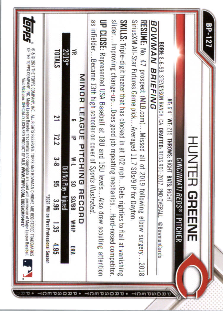 2021 Bowman Prospects Baseball Cards #BP1 to #BP150 - Picture 235 of 271