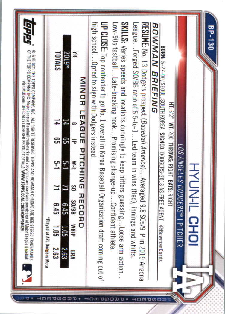 2021 Bowman Prospects Baseball Cards #BP1 to #BP150 - Picture 239 of 271