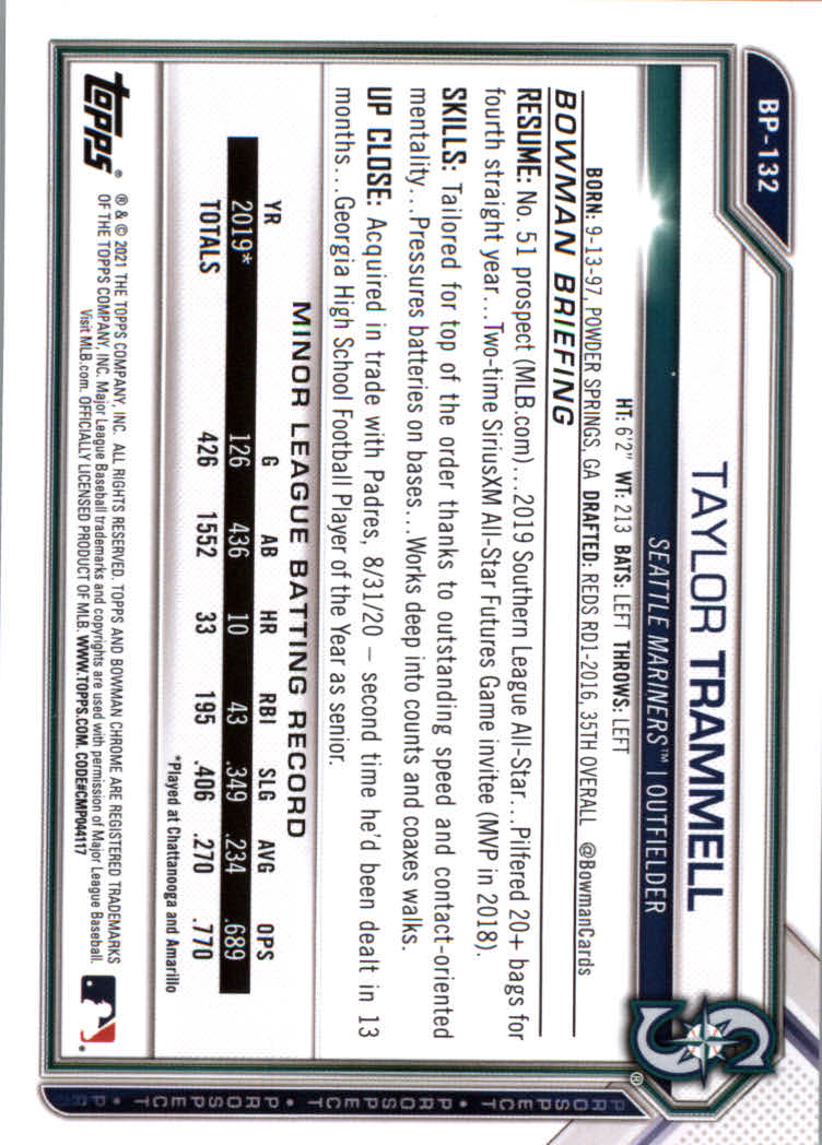 2021 Bowman Prospects Baseball Cards #BP1 to #BP150 - Picture 241 of 271