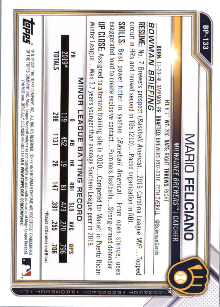 2021 Bowman Prospects Baseball Cards #BP1 to #BP150 - Picture 243 of 271