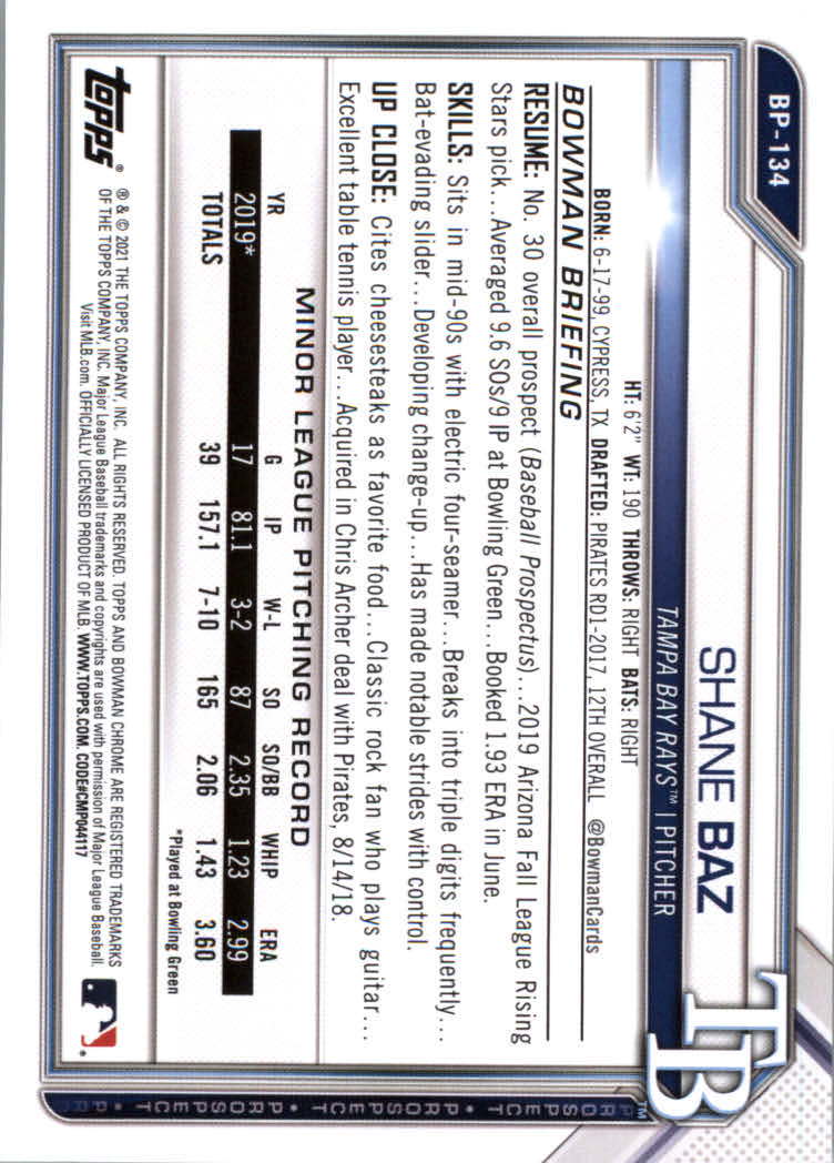 2021 Bowman Prospects Baseball Cards #BP1 to #BP150 - Picture 245 of 271