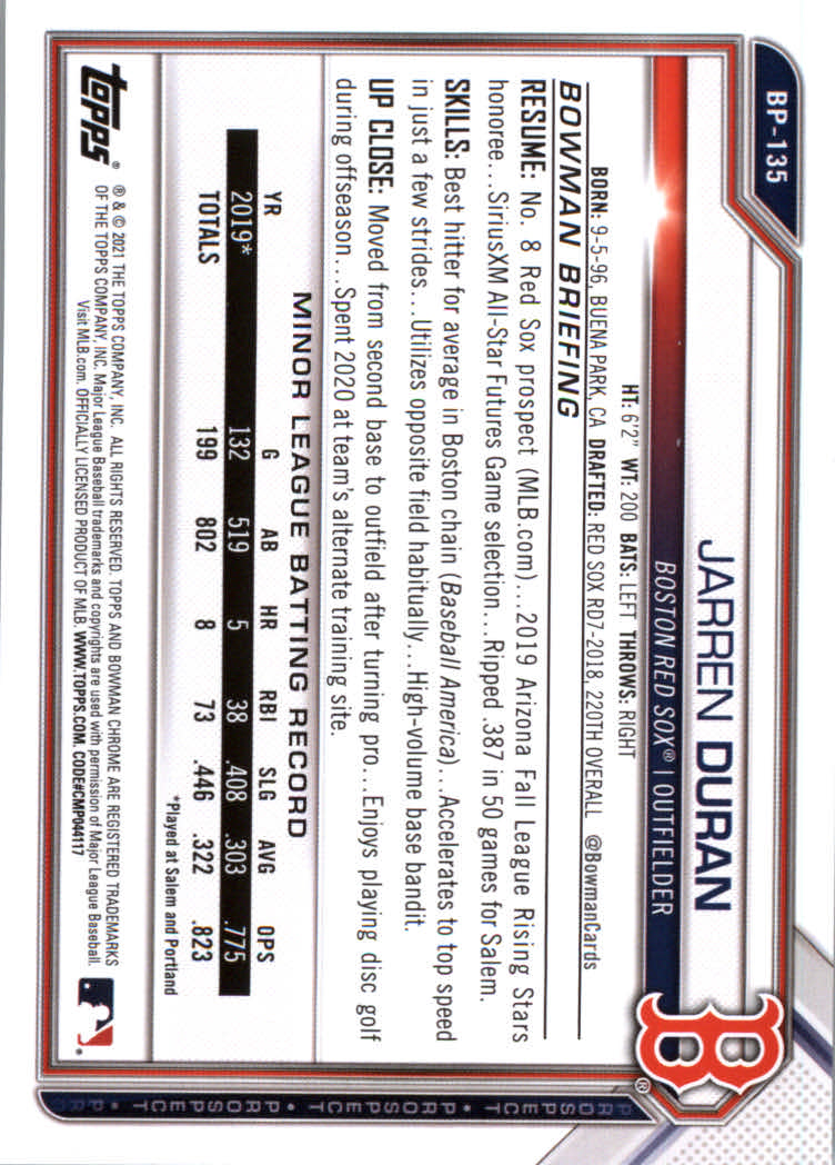 2021 Bowman Prospects Baseball Cards #BP1 to #BP150 - Picture 247 of 271