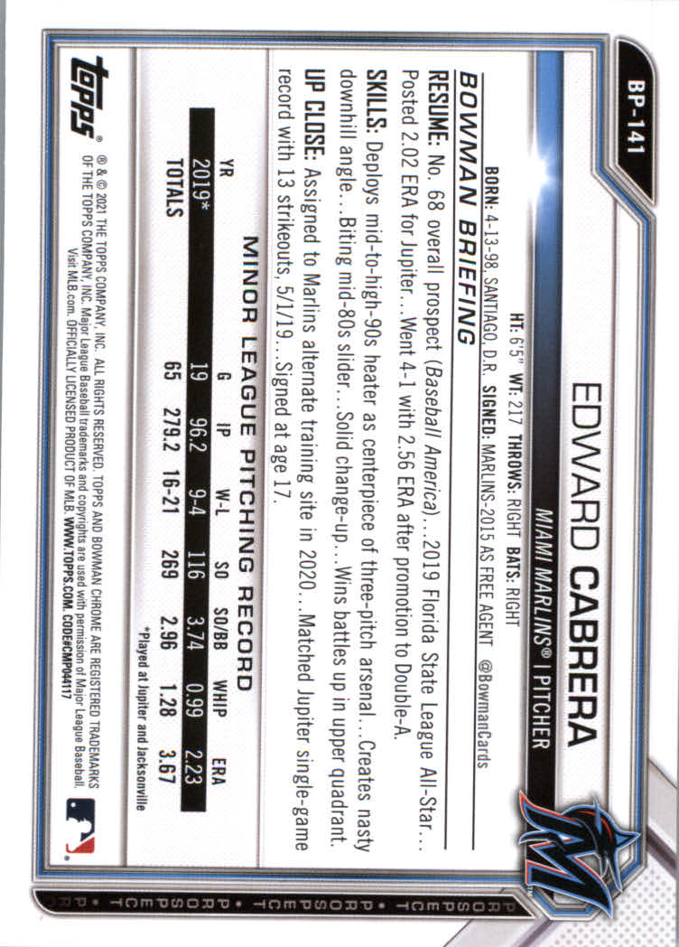 2021 Bowman Prospects Baseball Cards #BP1 to #BP150 - Picture 257 of 271