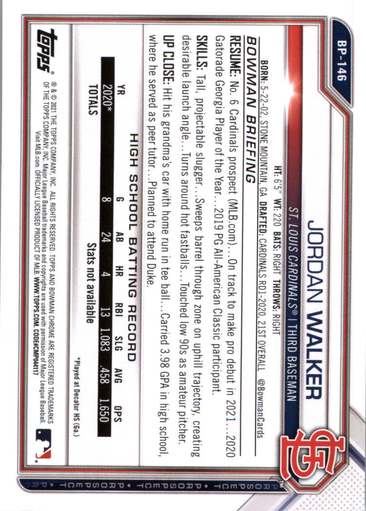 2021 Bowman Prospects Baseball Cards #BP1 to #BP150 - Picture 265 of 271