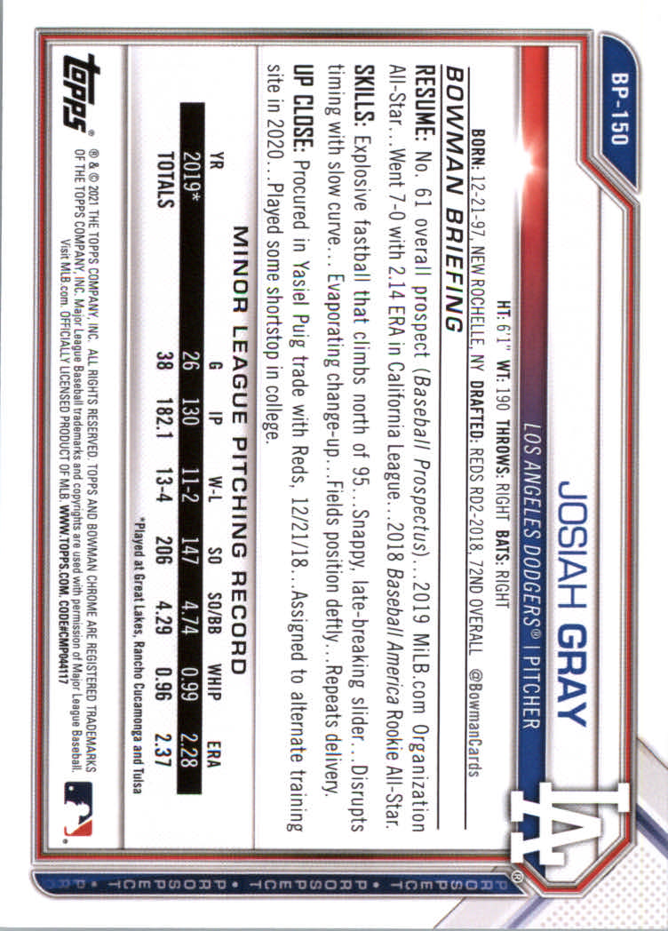 2021 Bowman Prospects Baseball Cards #BP1 to #BP150 - Picture 271 of 271