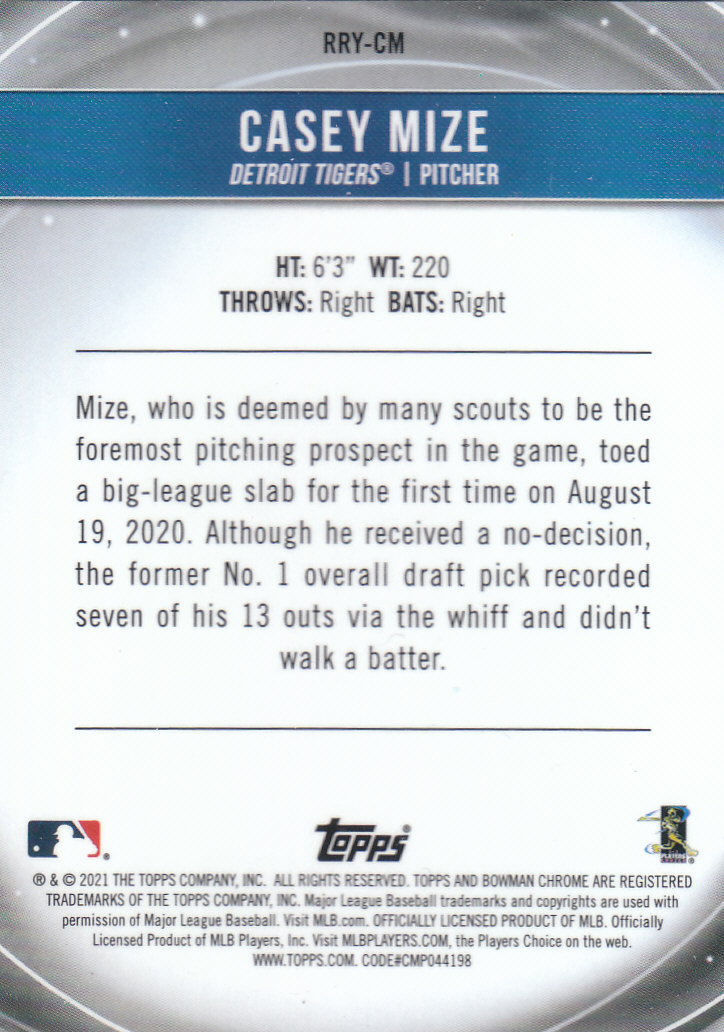 2021 Bowman Chrome Baseball "Rookie of the Year Favorites" Insert and Parallel - Picture 13 of 35