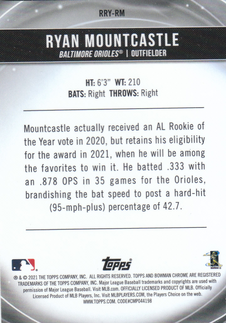 2021 Bowman Chrome Baseball "Rookie of the Year Favorites" Insert and Parallel - Picture 33 of 35