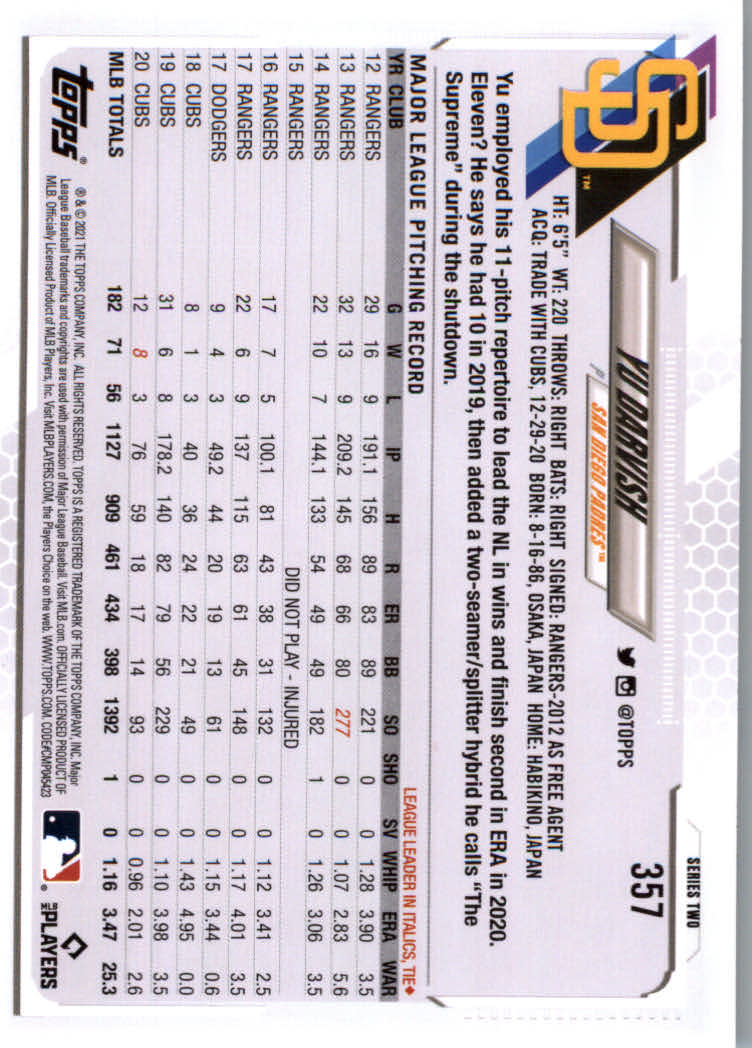 2021 Topps Baseball Base Set Cards #251 to #500 Rookies and Veterans - Picture 209 of 477