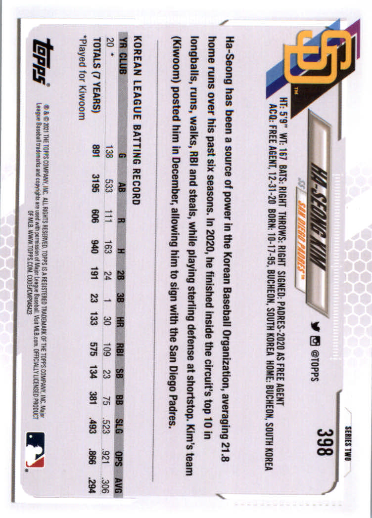 2021 Topps Baseball Base Set Cards #251 to #500 Rookies and Veterans - Picture 287 of 477