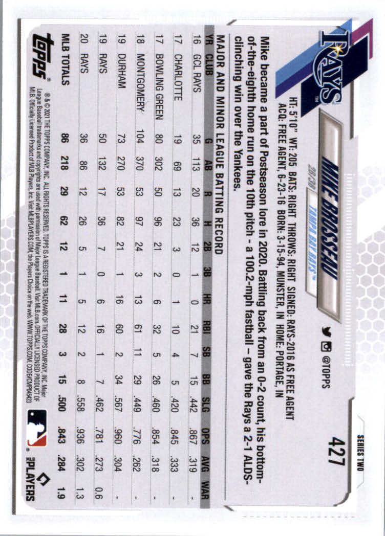 2021 Topps Baseball Base Set Cards #251 to #500 Rookies and Veterans - Picture 341 of 477