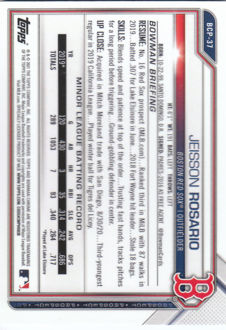 2021 Bowman Chrome Sapphire Baseball "Prospects" Insert Cards - Bild 23 von 101