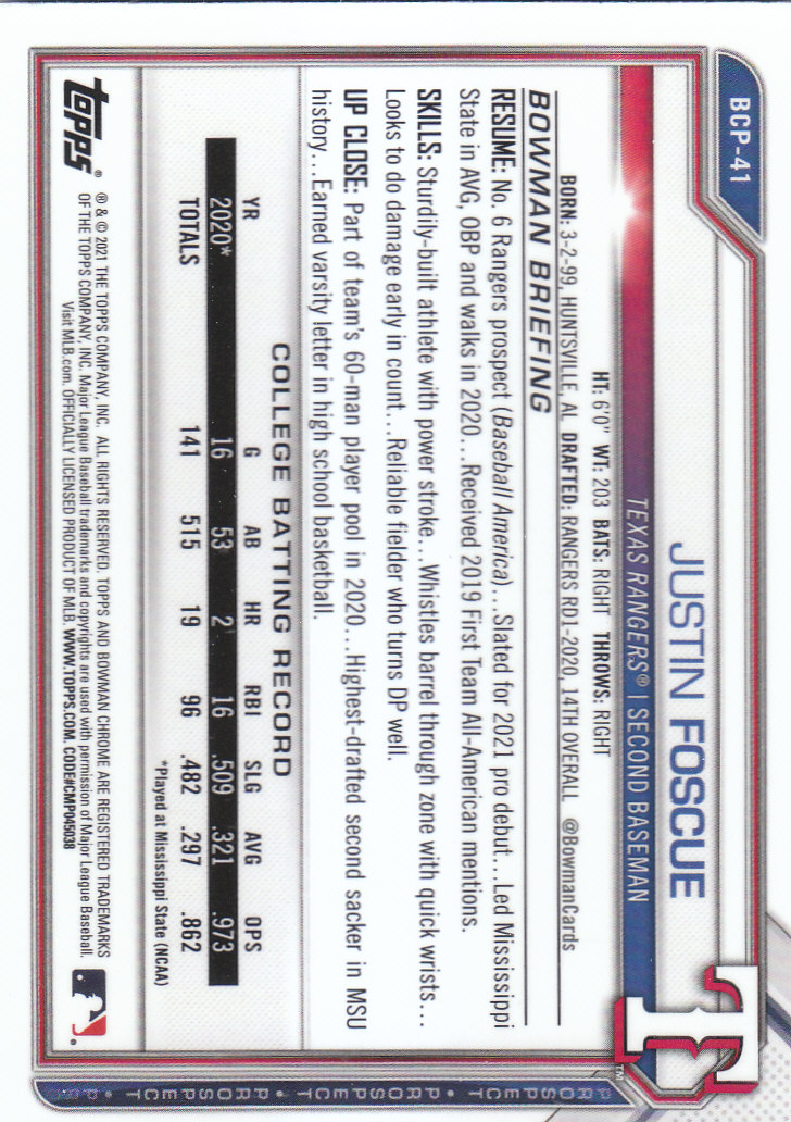 2021 Bowman Chrome Sapphire Baseball "Prospects" Insert Cards - Bild 27 von 101